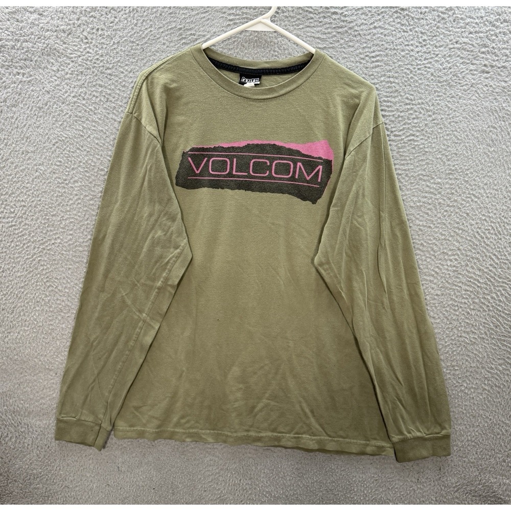 Vintage Volcom Shirt Adult Large Green Skater Surfer Grunge Thrasher Faded Y2K
